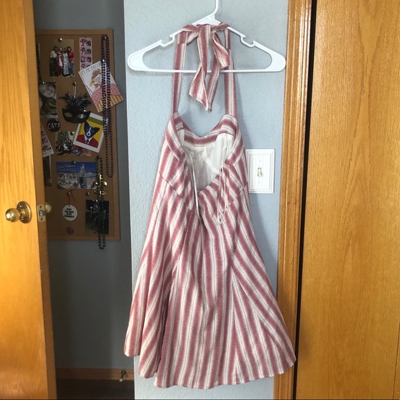 candy stripe fit and flare halter dress - Picture 6 of 9